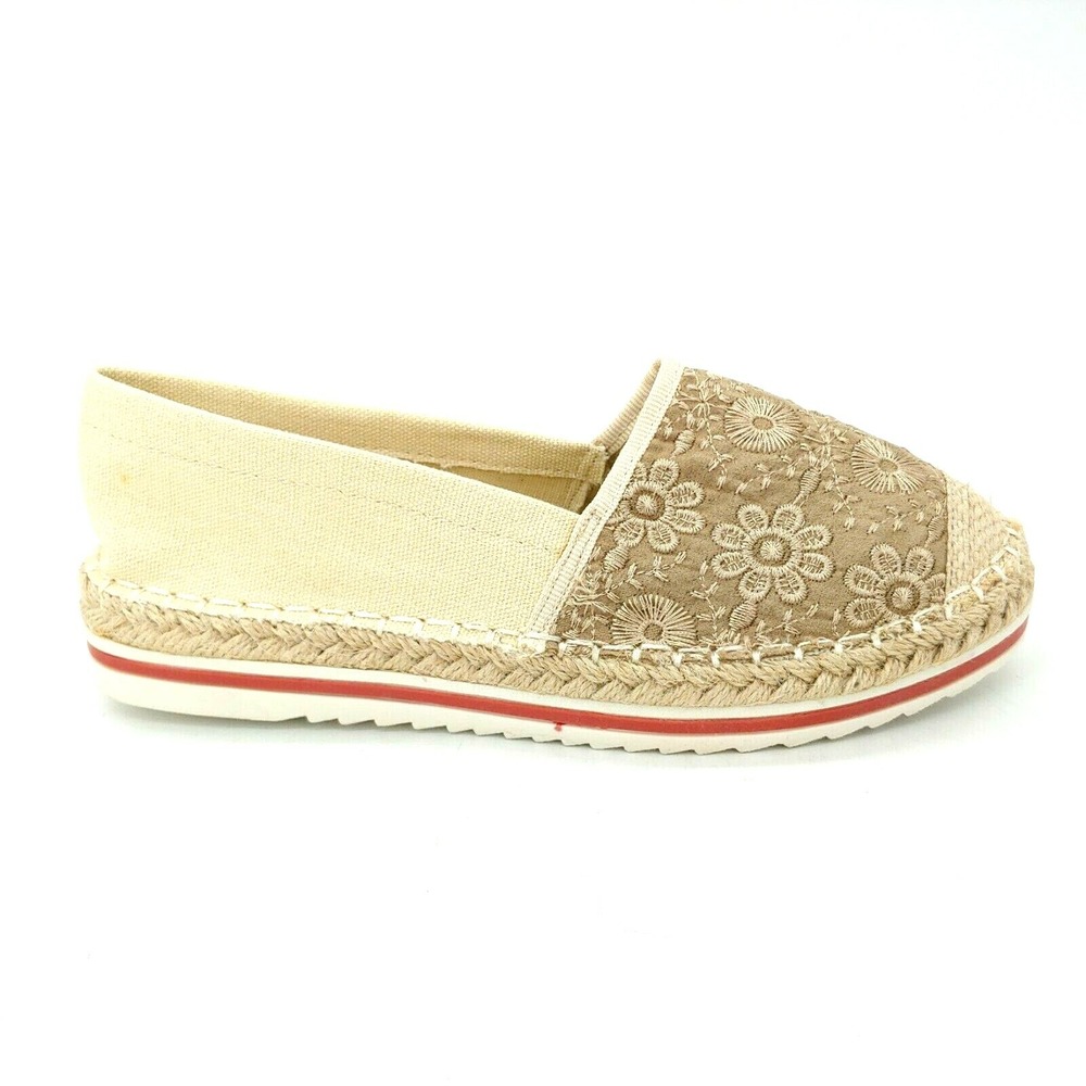 Bolaro By Summer Rio Shoes Womens Espadrille Flat Natural Embroidered 6